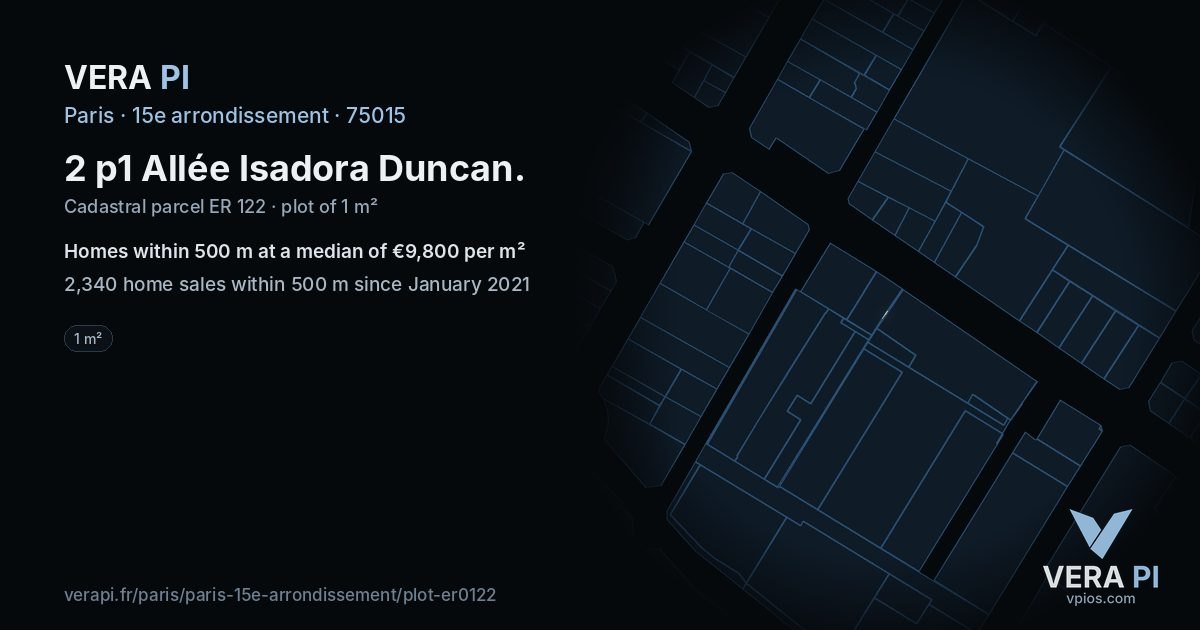 2 p1 Allée Isadora Duncan, 15e arrondissement at night – the plot lit, the parcels around coloured by the prices near them
