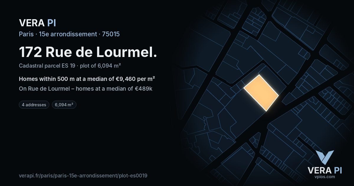 172 Rue de Lourmel, 15e arrondissement at night – the plot lit, the parcels around coloured by the prices near them
