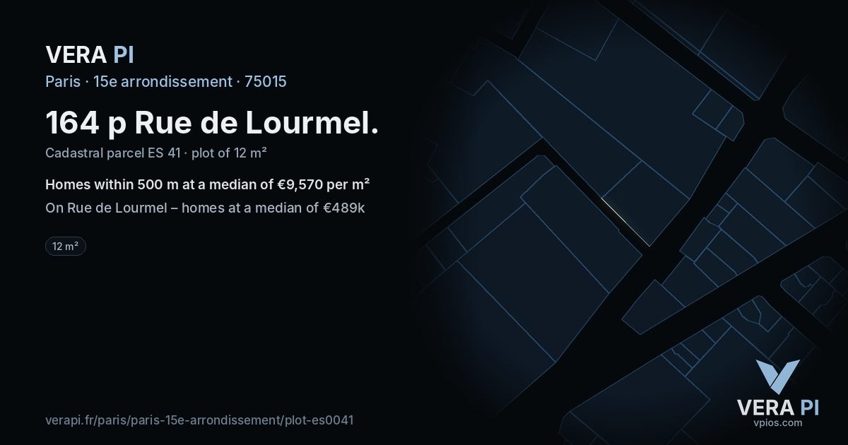 164 p Rue de Lourmel, 15e arrondissement at night – the plot lit, the parcels around coloured by the prices near them