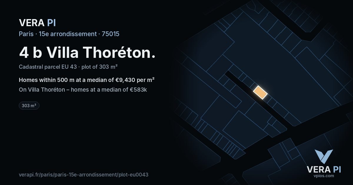 4 b Villa Thoréton, 15e arrondissement at night – the plot lit, the parcels around coloured by the prices near them