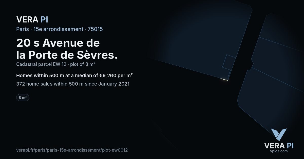 20 s Avenue de la Porte de Sèvres, 15e arrondissement at night – the plot lit, the parcels around coloured by the prices near them