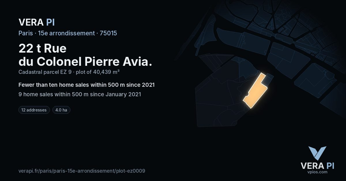 22 t Rue du Colonel Pierre Avia, 15e arrondissement at night – the plot lit, the parcels around coloured by the prices near them