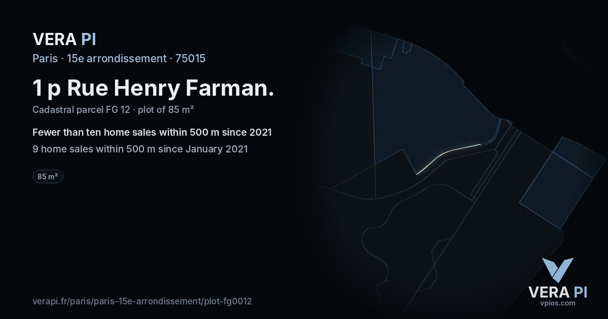 1 p Rue Henry Farman, 15e arrondissement at night – the plot lit, the parcels around coloured by the prices near them