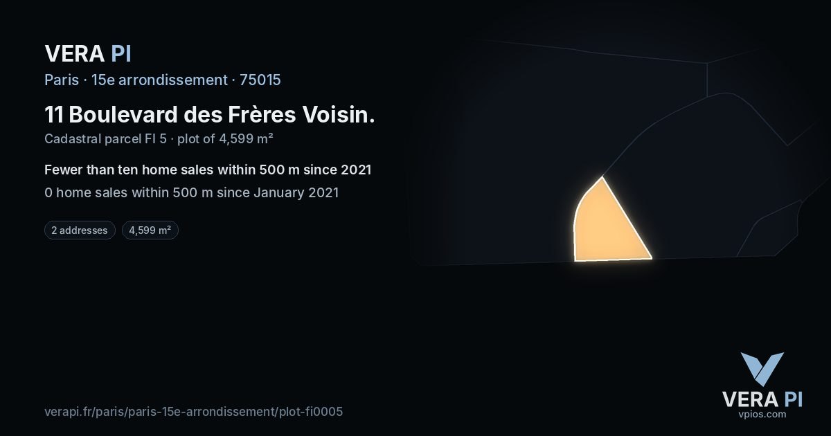 11 Boulevard des Frères Voisin, 15e arrondissement at night – the plot lit, the parcels around coloured by the prices near them