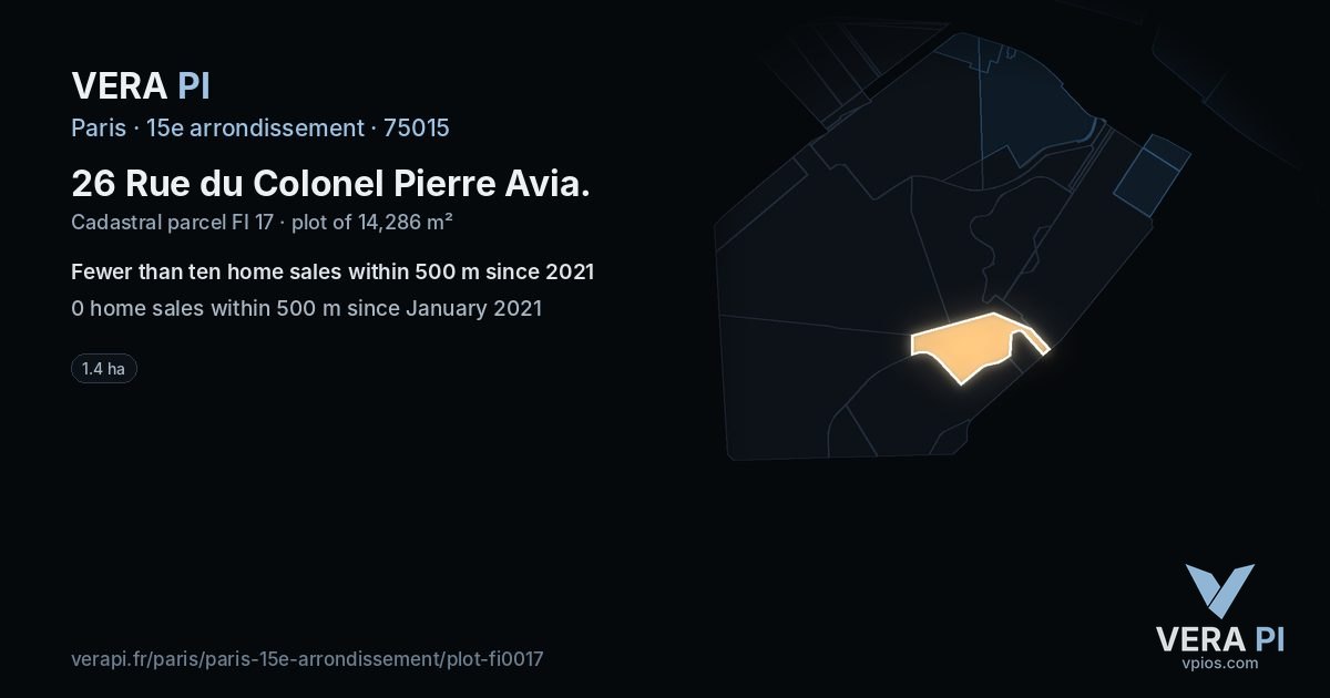 26 Rue du Colonel Pierre Avia, 15e arrondissement at night – the plot lit, the parcels around coloured by the prices near them