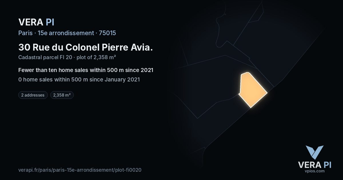 30 Rue du Colonel Pierre Avia, 15e arrondissement at night – the plot lit, the parcels around coloured by the prices near them