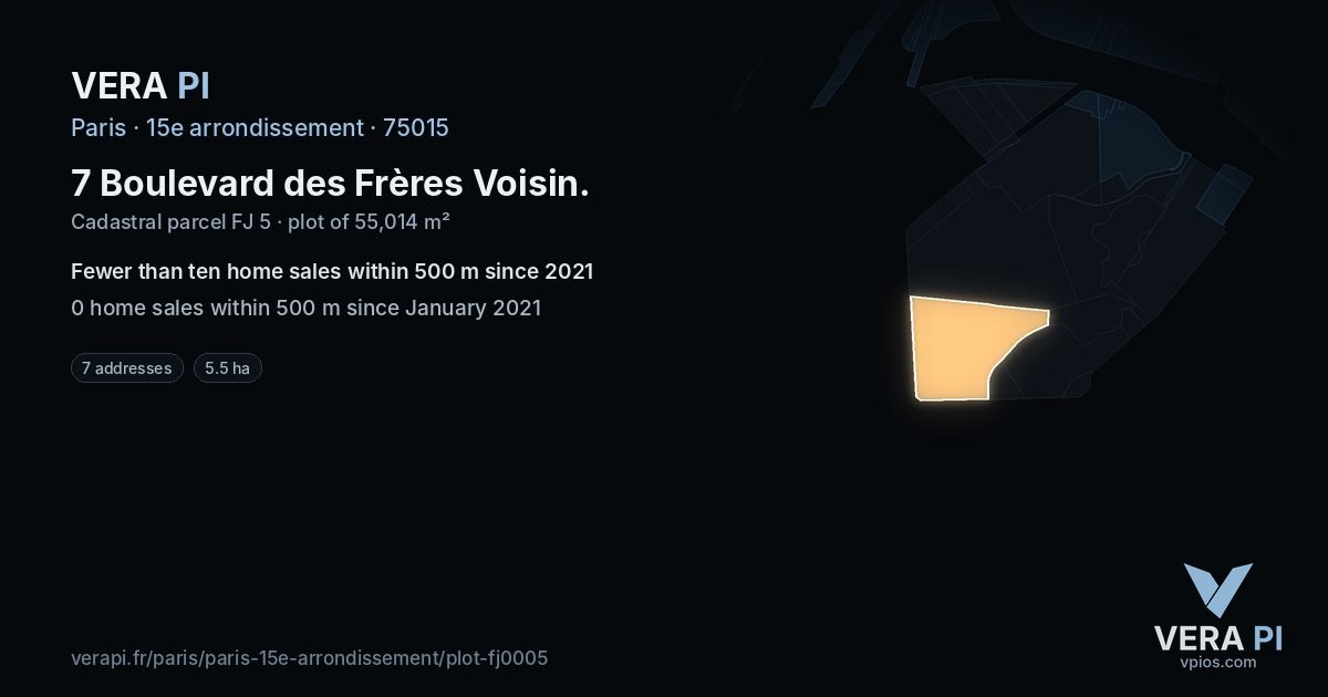 7 Boulevard des Frères Voisin, 15e arrondissement at night – the plot lit, the parcels around coloured by the prices near them