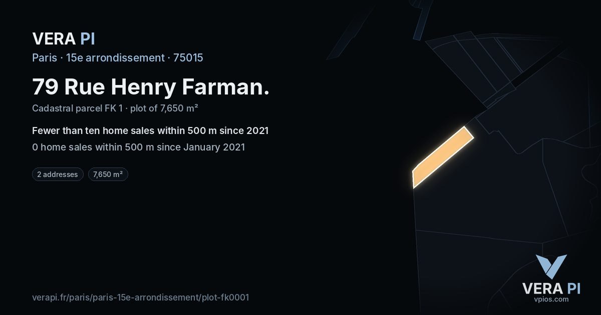 79 Rue Henry Farman, 15e arrondissement at night – the plot lit, the parcels around coloured by the prices near them