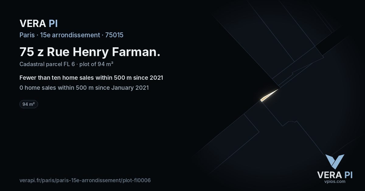 75 z Rue Henry Farman, 15e arrondissement at night – the plot lit, the parcels around coloured by the prices near them