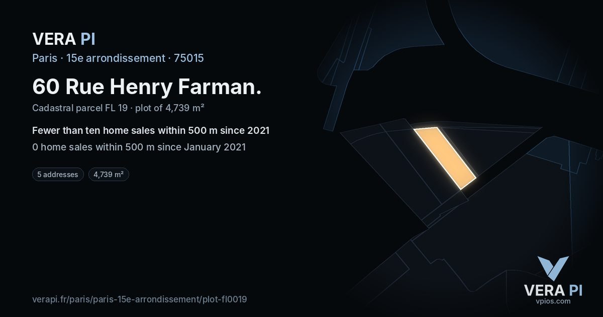 60 Rue Henry Farman, 15e arrondissement at night – the plot lit, the parcels around coloured by the prices near them