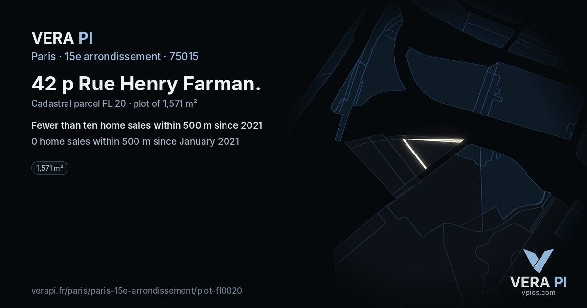 42 p Rue Henry Farman, 15e arrondissement at night – the plot lit, the parcels around coloured by the prices near them