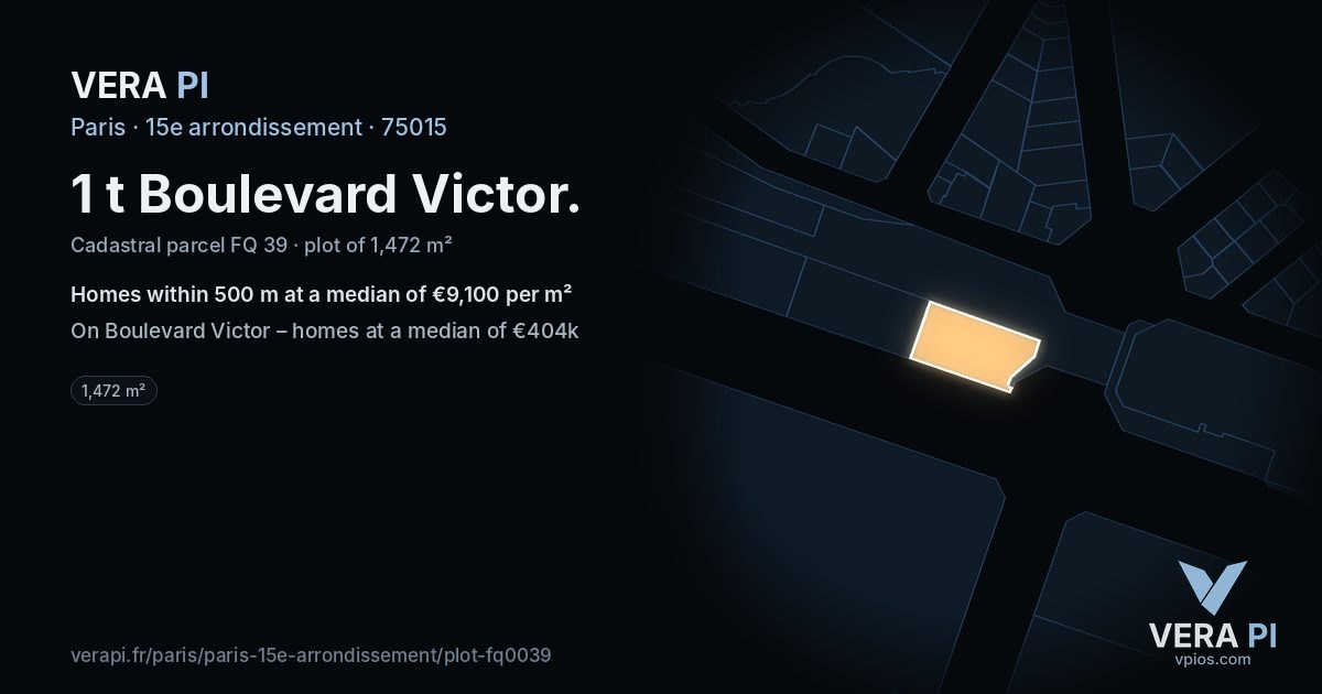 1 t Boulevard Victor, 15e arrondissement at night – the plot lit, the parcels around coloured by the prices near them