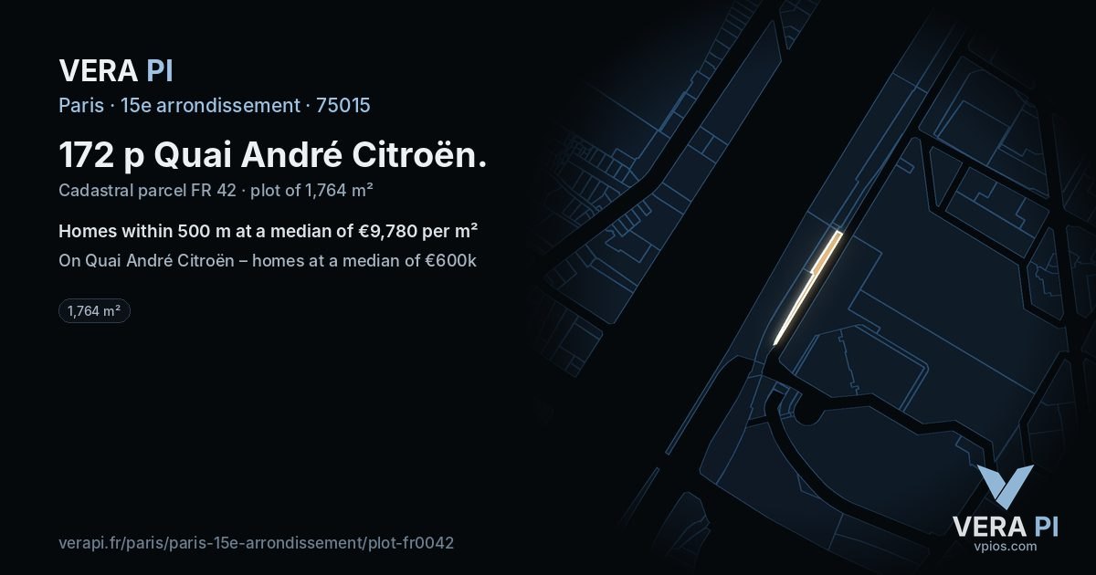 172 p Quai André Citroën, 15e arrondissement at night – the plot lit, the parcels around coloured by the prices near them