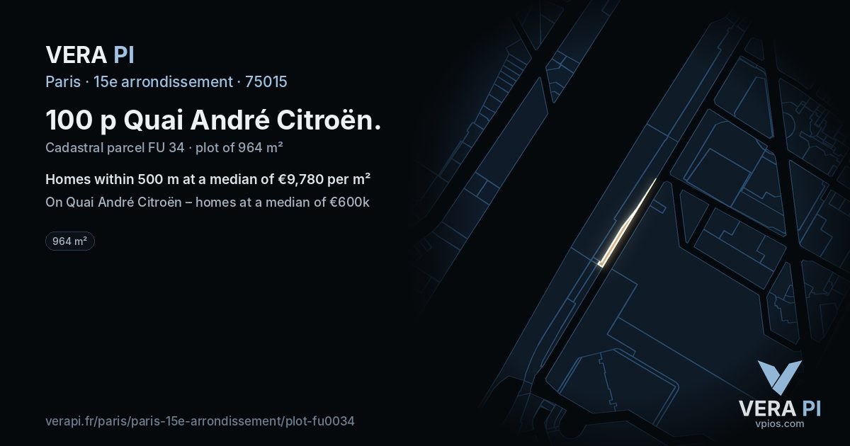 100 p Quai André Citroën, 15e arrondissement at night – the plot lit, the parcels around coloured by the prices near them