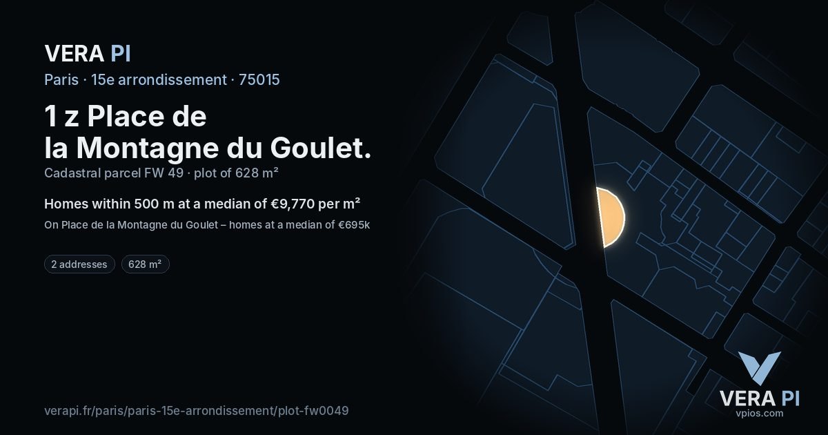 1 z Place de la Montagne du Goulet, 15e arrondissement at night – the plot lit, the parcels around coloured by the prices near them