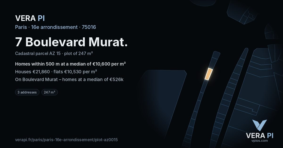 7 Boulevard Murat, 16e arrondissement at night – the plot lit, the parcels around coloured by the prices near them