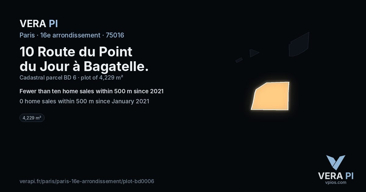 10 Route du Point du Jour à Bagatelle, 16e arrondissement at night – the plot lit, the parcels around coloured by the prices near them