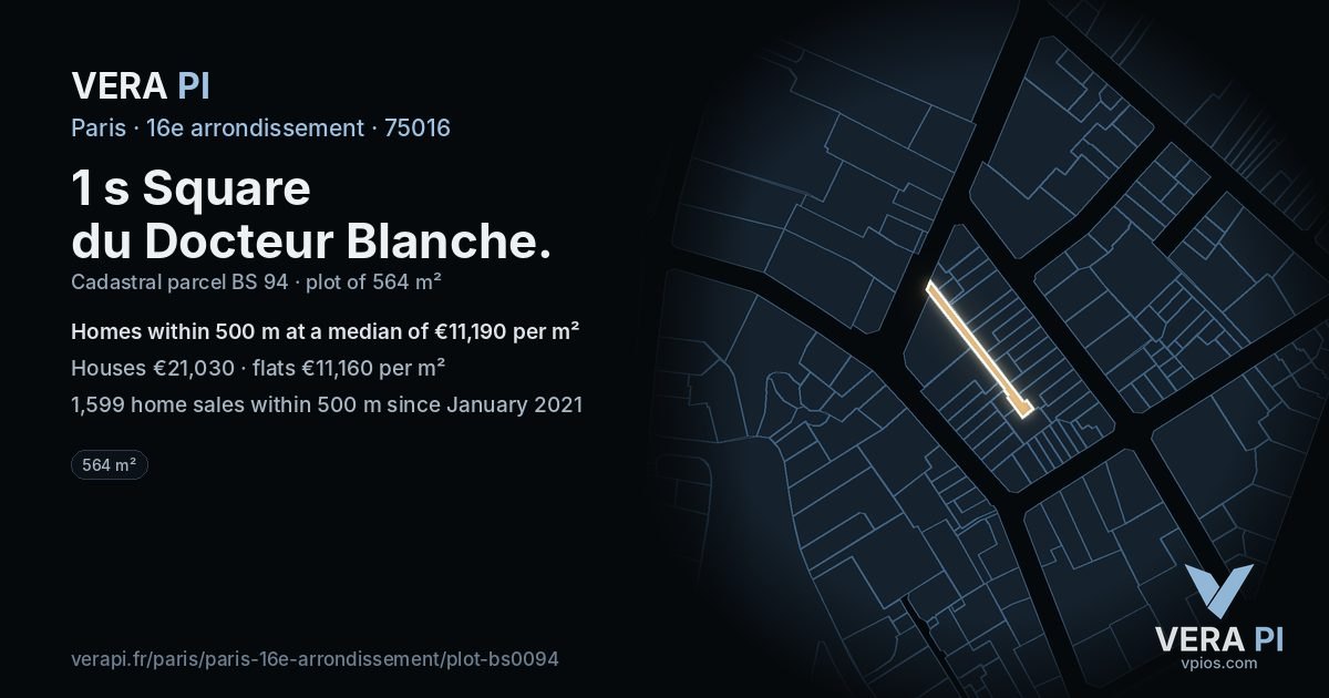 1 s Square du Docteur Blanche, 16e arrondissement at night – the plot lit, the parcels around coloured by the prices near them