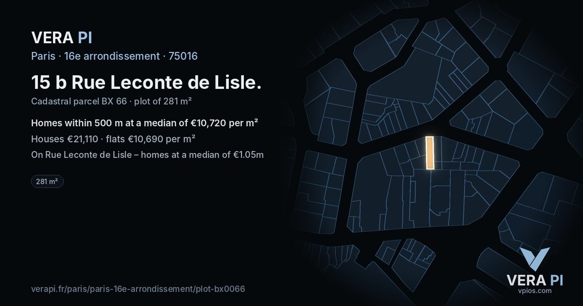 15 b Rue Leconte de Lisle, 16e arrondissement at night – the plot lit, the parcels around coloured by the prices near them