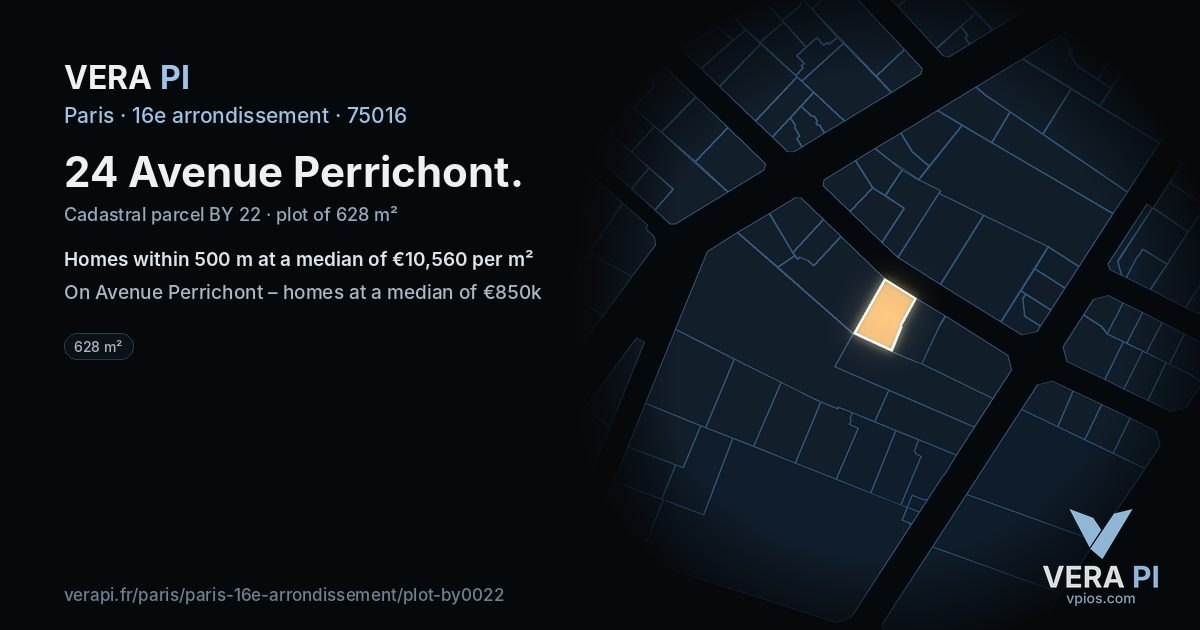 24 Avenue Perrichont, 16e arrondissement at night – the plot lit, the parcels around coloured by the prices near them