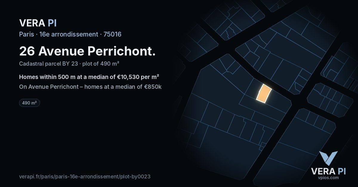 26 Avenue Perrichont, 16e arrondissement at night – the plot lit, the parcels around coloured by the prices near them