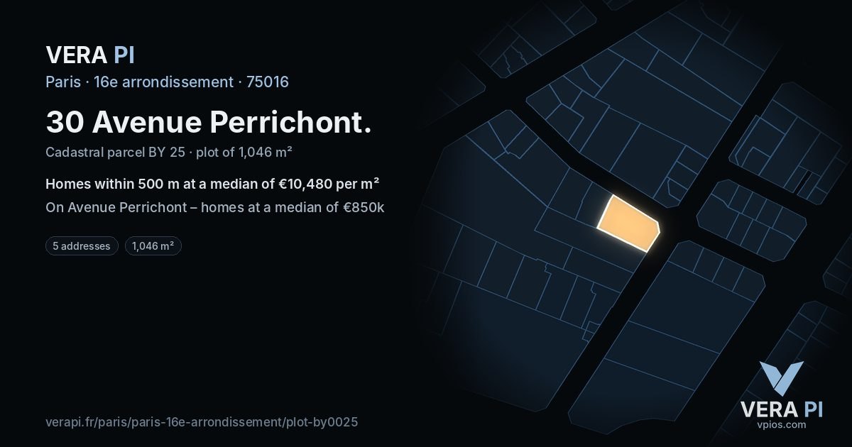 30 Avenue Perrichont, 16e arrondissement at night – the plot lit, the parcels around coloured by the prices near them