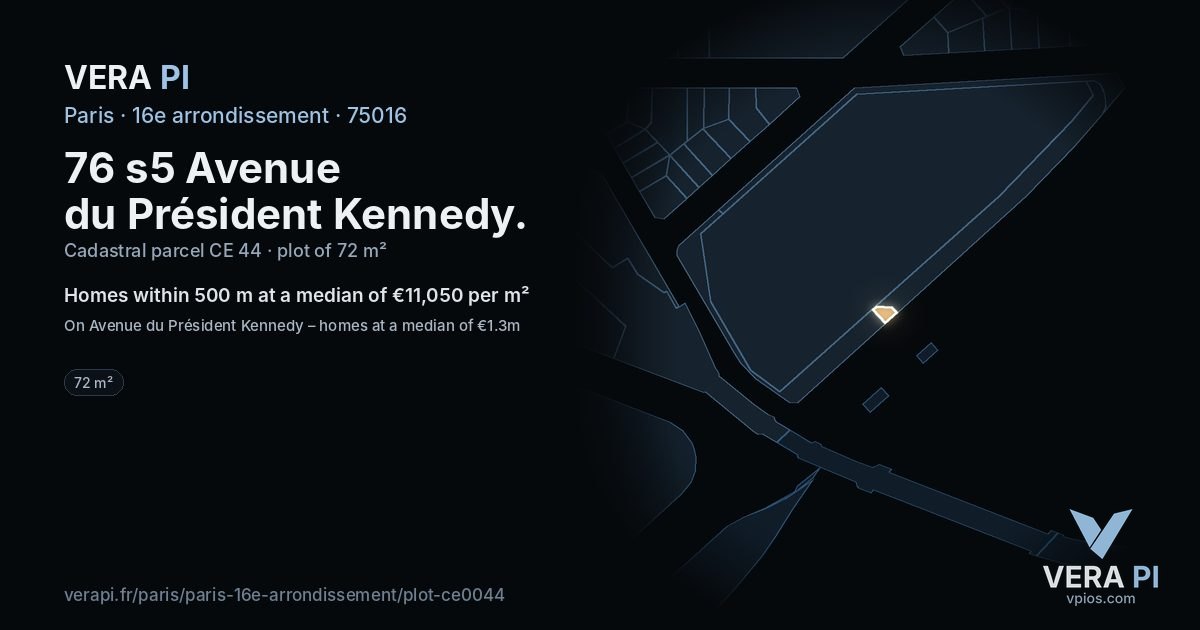 76 s5 Avenue du Président Kennedy, 16e arrondissement at night – the plot lit, the parcels around coloured by the prices near them