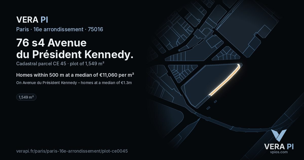 76 s4 Avenue du Président Kennedy, 16e arrondissement at night – the plot lit, the parcels around coloured by the prices near them