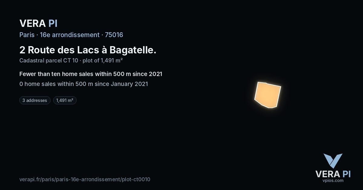 2 Route des Lacs à Bagatelle, 16e arrondissement at night – the plot lit, the parcels around coloured by the prices near them