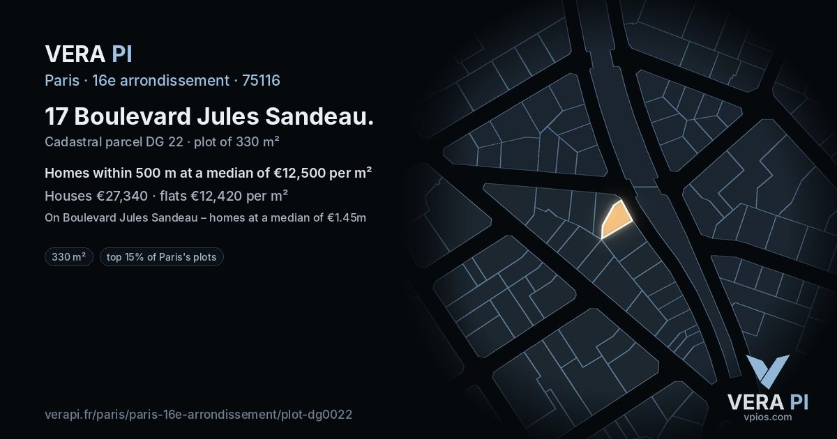 17 Boulevard Jules Sandeau, 16e arrondissement at night – the plot lit, the parcels around coloured by the prices near them