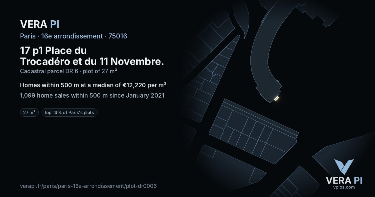 17 p1 Place du Trocadéro et du 11 Novembre, 16e arrondissement at night – the plot lit, the parcels around coloured by the prices near them