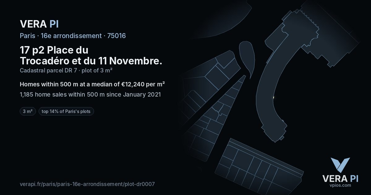 17 p2 Place du Trocadéro et du 11 Novembre, 16e arrondissement at night – the plot lit, the parcels around coloured by the prices near them