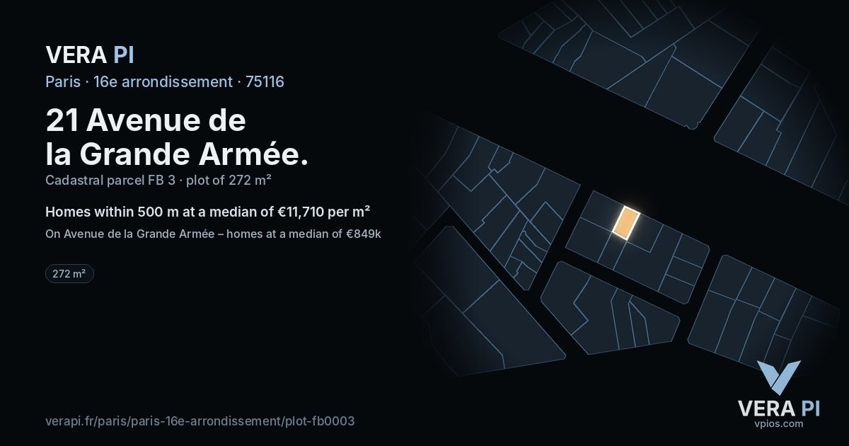 21 Avenue de la Grande Armée, 16e arrondissement at night – the plot lit, the parcels around coloured by the prices near them