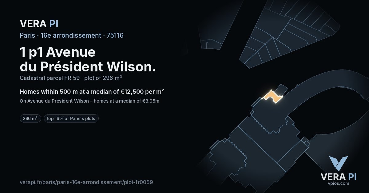 1 p1 Avenue du Président Wilson, 16e arrondissement at night – the plot lit, the parcels around coloured by the prices near them