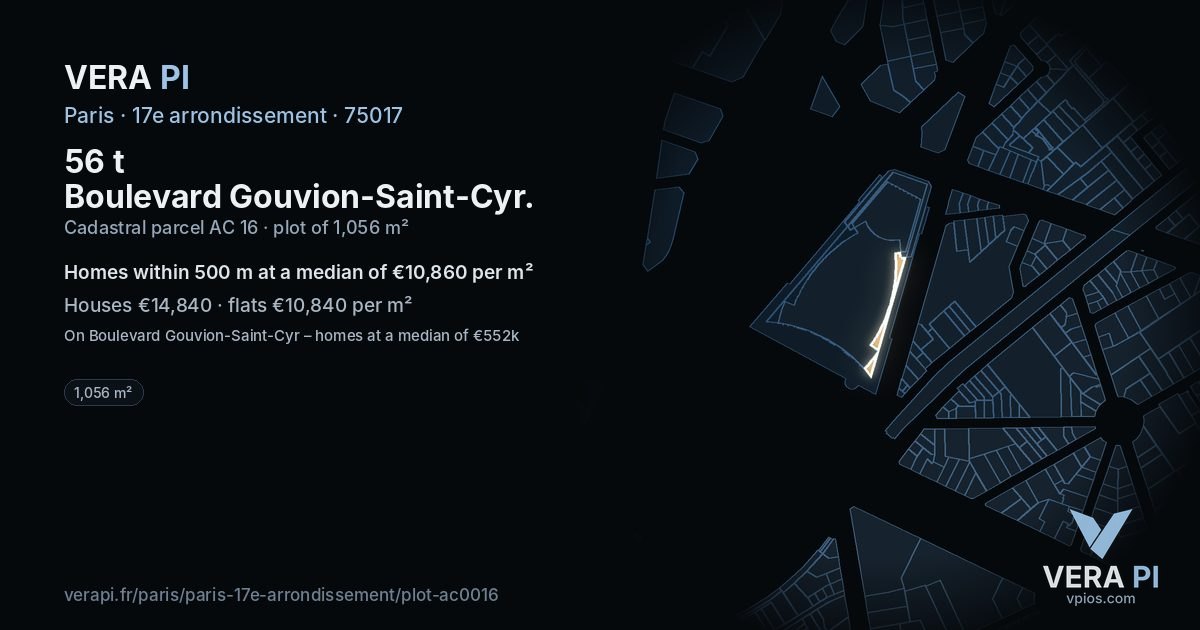 56 t Boulevard Gouvion-Saint-Cyr, 17e arrondissement at night – the plot lit, the parcels around coloured by the prices near them