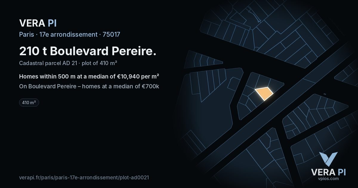 210 t Boulevard Pereire, 17e arrondissement at night – the plot lit, the parcels around coloured by the prices near them