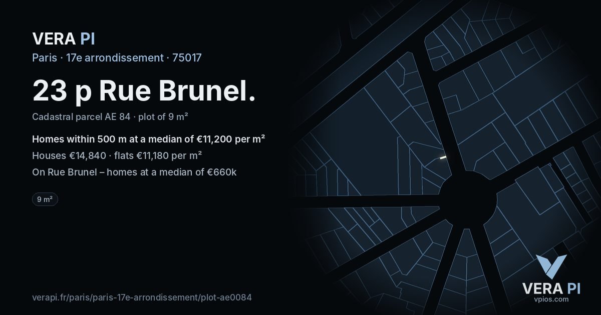 23 p Rue Brunel, 17e arrondissement at night – the plot lit, the parcels around coloured by the prices near them