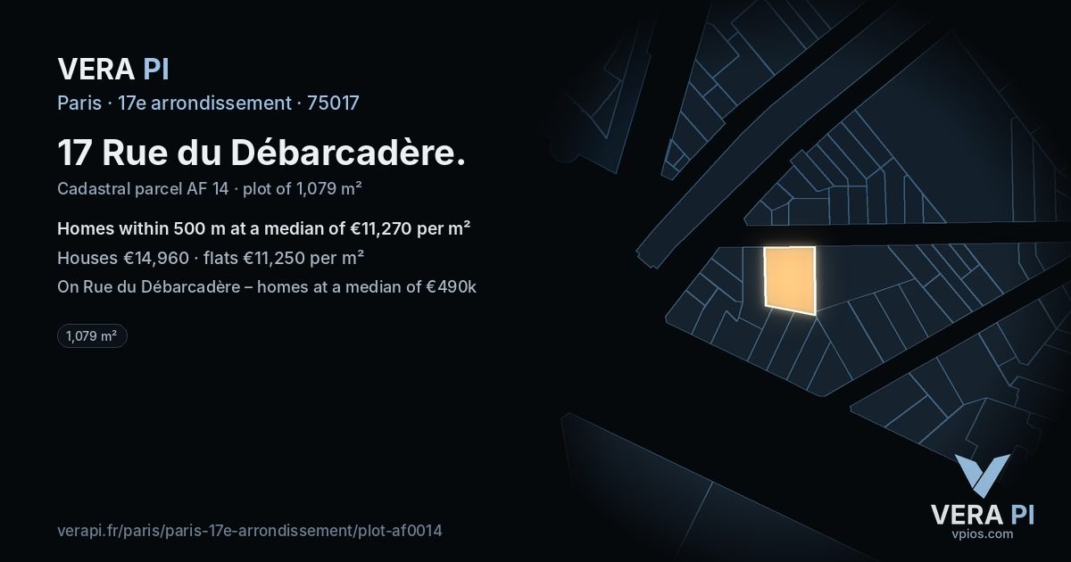 17 Rue du Débarcadère, 17e arrondissement at night – the plot lit, the parcels around coloured by the prices near them
