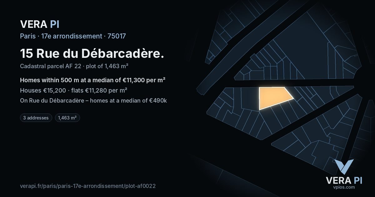 15 Rue du Débarcadère, 17e arrondissement at night – the plot lit, the parcels around coloured by the prices near them