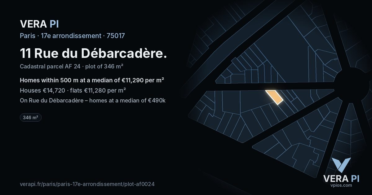 11 Rue du Débarcadère, 17e arrondissement at night – the plot lit, the parcels around coloured by the prices near them