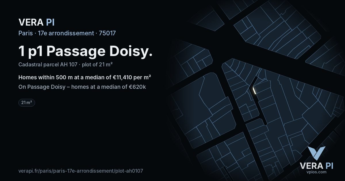 1 p1 Passage Doisy, 17e arrondissement at night – the plot lit, the parcels around coloured by the prices near them