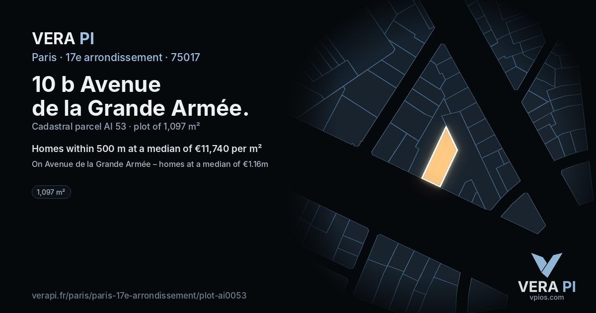 10 b Avenue de la Grande Armée, 17e arrondissement at night – the plot lit, the parcels around coloured by the prices near them