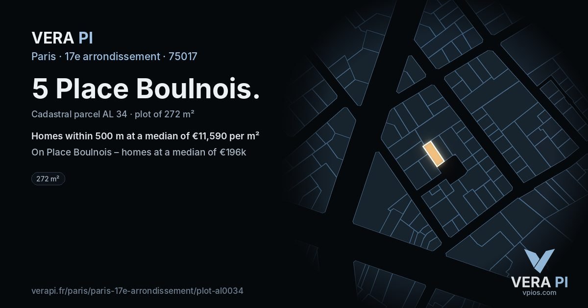 5 Place Boulnois, 17e arrondissement at night – the plot lit, the parcels around coloured by the prices near them