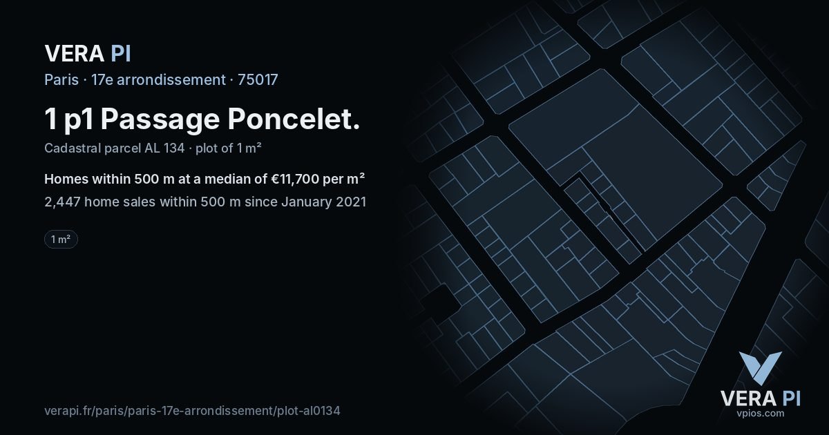 1 p1 Passage Poncelet, 17e arrondissement at night – the plot lit, the parcels around coloured by the prices near them
