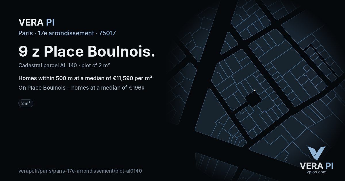 9 z Place Boulnois, 17e arrondissement at night – the plot lit, the parcels around coloured by the prices near them