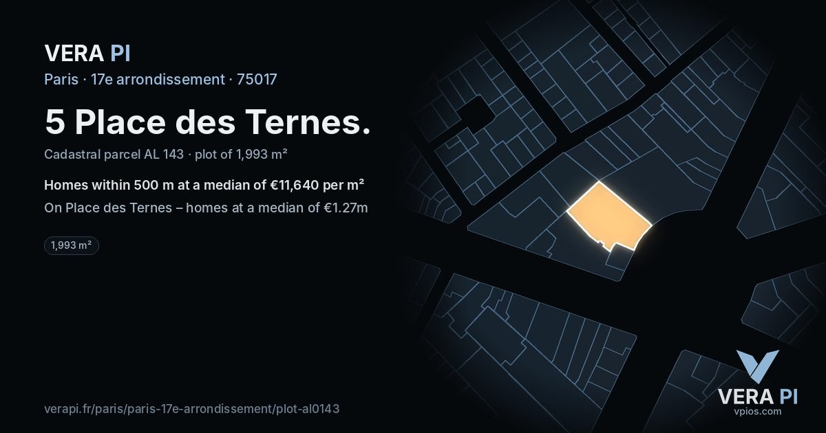 5 Place des Ternes, 17e arrondissement at night – the plot lit, the parcels around coloured by the prices near them
