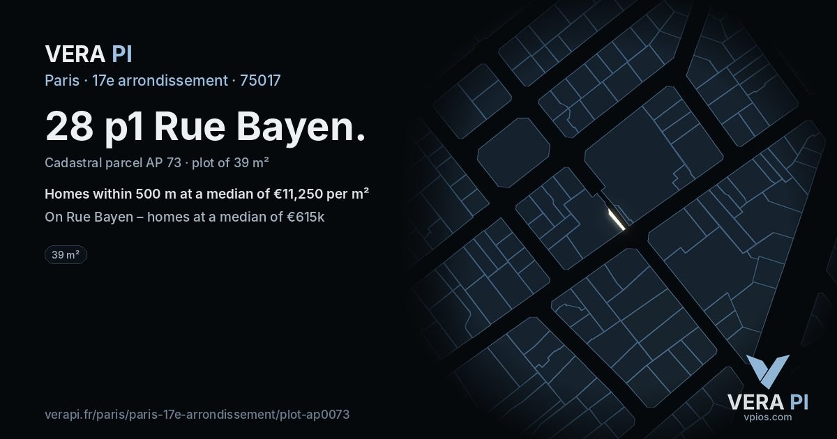 28 p1 Rue Bayen, 17e arrondissement at night – the plot lit, the parcels around coloured by the prices near them
