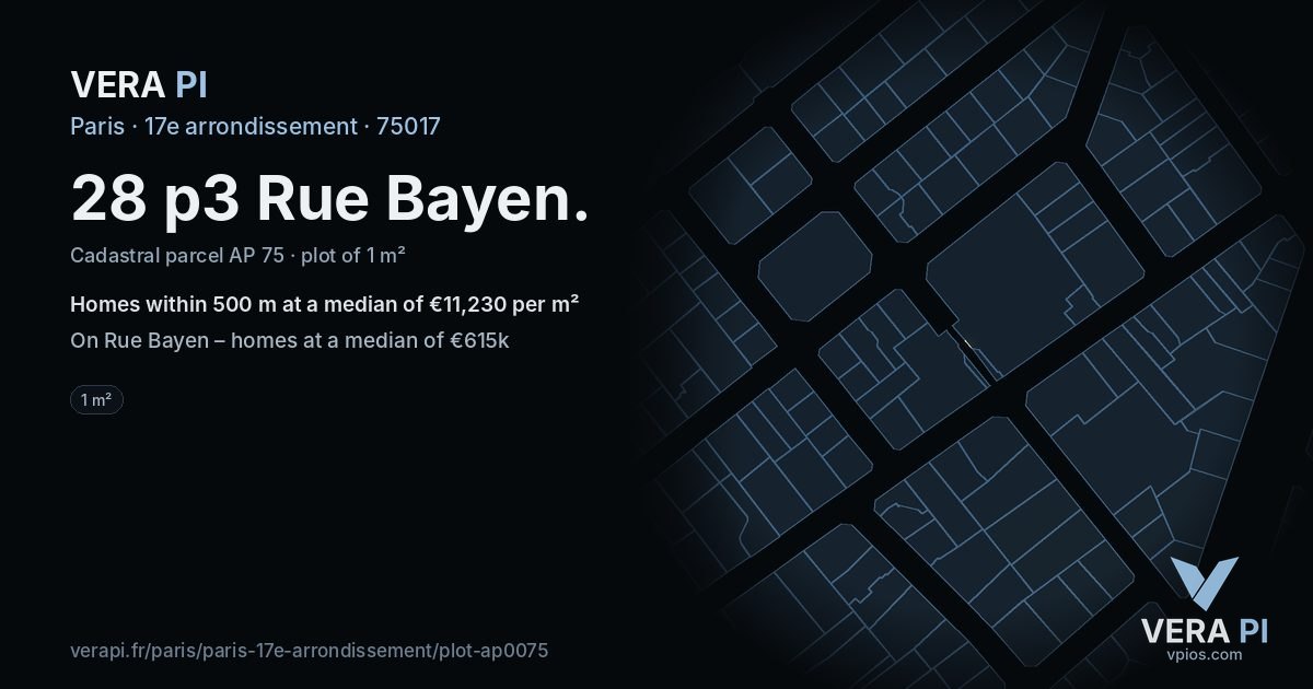 28 p3 Rue Bayen, 17e arrondissement at night – the plot lit, the parcels around coloured by the prices near them