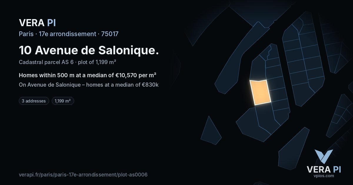 10 Avenue de Salonique, 17e arrondissement at night – the plot lit, the parcels around coloured by the prices near them