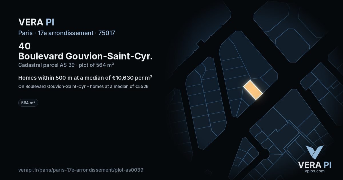 40 Boulevard Gouvion-Saint-Cyr, 17e arrondissement at night – the plot lit, the parcels around coloured by the prices near them